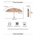 Black UV Coated Manual Open 3 Folding Umbrella Solar Umbrella Flower